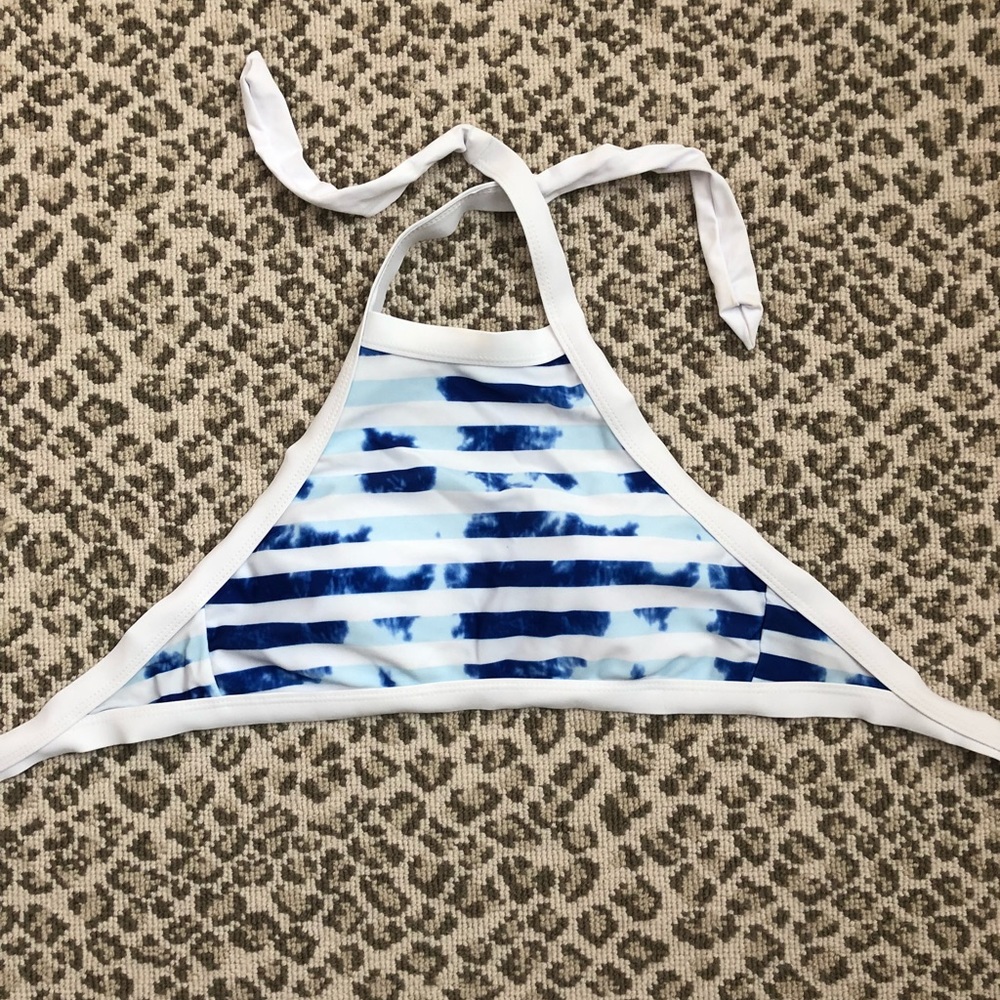 Blue Striped Halter Bathing suit